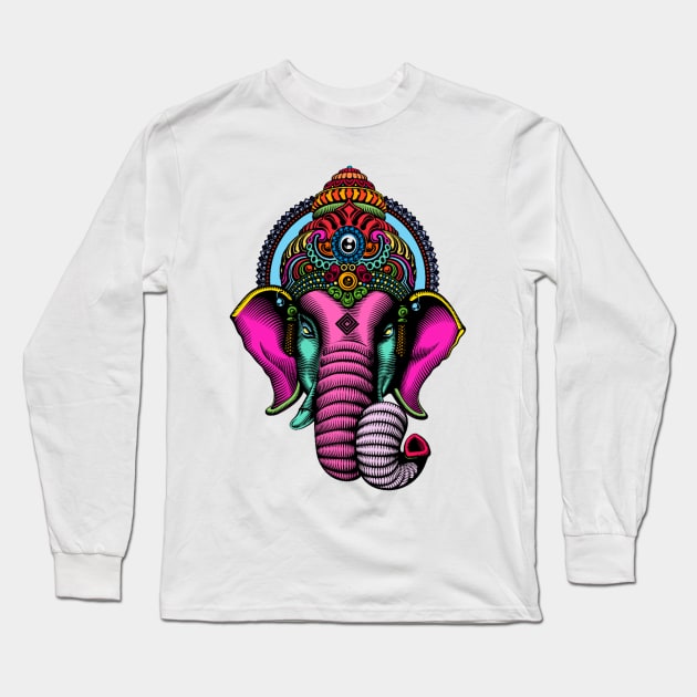 psychedelic elephant Long Sleeve T-Shirt by MARK ASHKENAZI